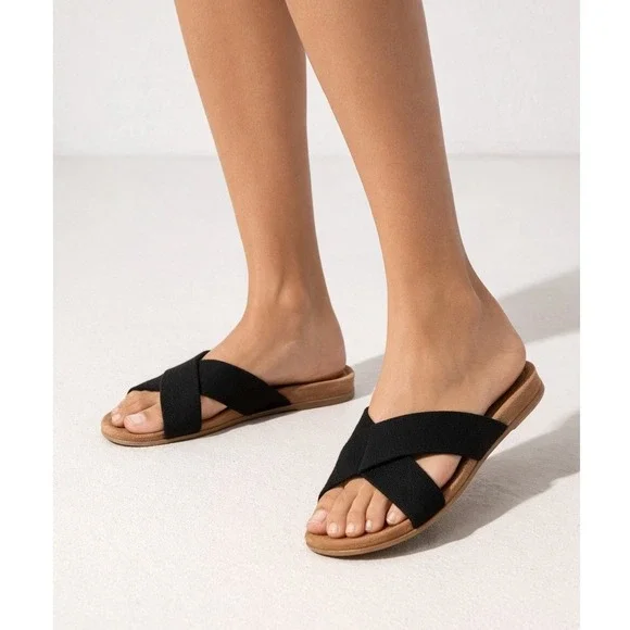 Jenni Kayne Black Knot Slide Sandals Made in Italy Size 38 US 8 Flat Shoes - Picture 1 of 8